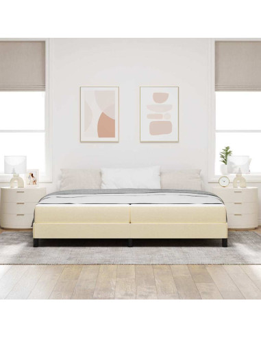Letto a molle con materasso Crema 200 x 200 cm Tessuto