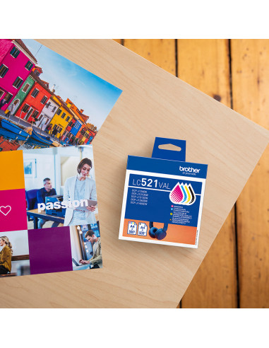 Brother LC521VAL cartuccia d'inchiostro 4 pz Originale Nero, Ciano, Magenta, Giallo