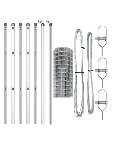 Recinzione con Posto Grigio 0,4 x 25 m Acciaio e PVC