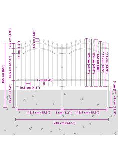 Recinzione per Giardino Grigio 240 x 165 cm