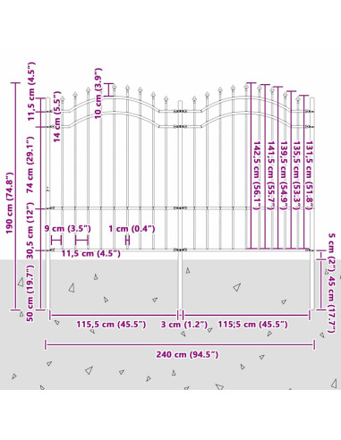Recinzione per Giardino Grigio 240 x 190 cm