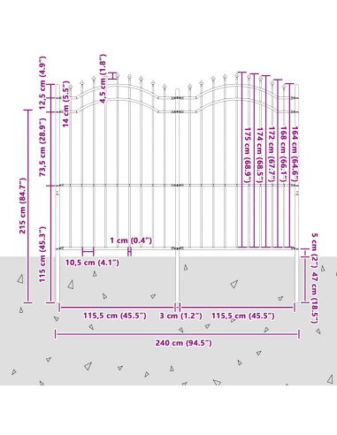 Recinzione per Giardino Grigio 240 x 215 cm