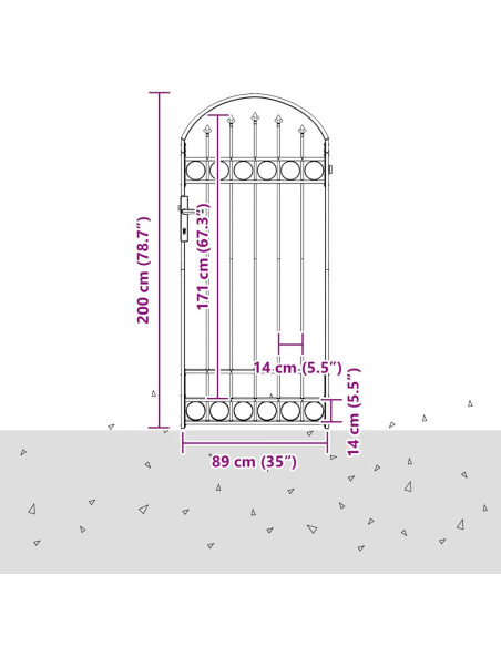 Palo della recinzione Grigio 200 x 88 x 14 cm Acciaio