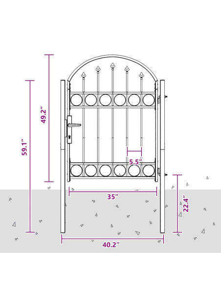 Cancello per recinzione con blocco Grigio 100 x 125 cm