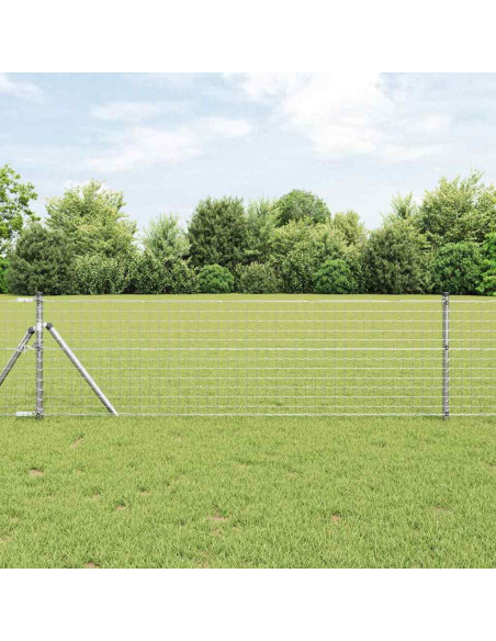 Recinzione con Posto Grigio 0,4 x 25 m Acciaio e PVC