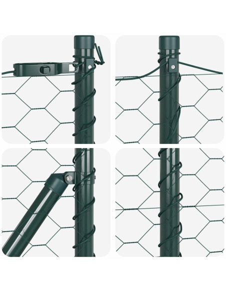 Recinzione con Posti Verde 1 x 10 m Acciaio rivestito in PVC