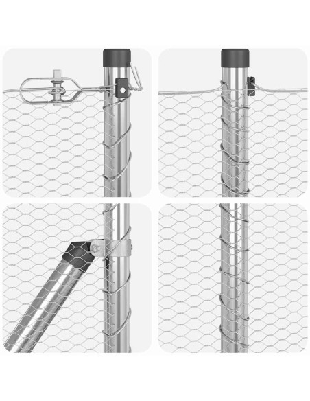 Recinzione con Posti Argento 1 x 50 m Acciaio rivestito in PVC