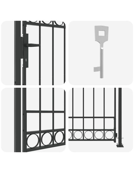 Cancello per recinzione Grigio 102 x 200 cm Acciaio