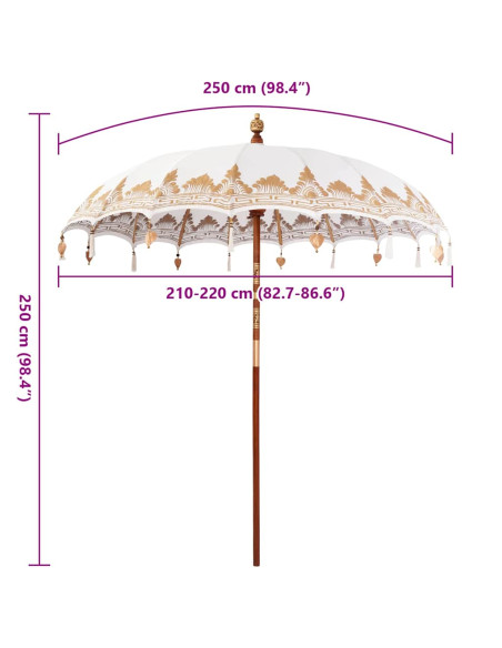 Ombrellone Altro Crema x 250 cm Cotone e legno