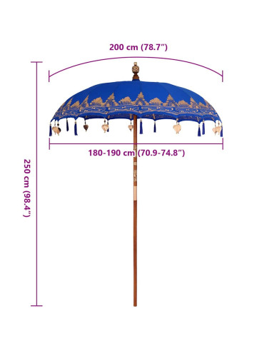 Parasol Balinese Blu 185 x 185 x 260 cm