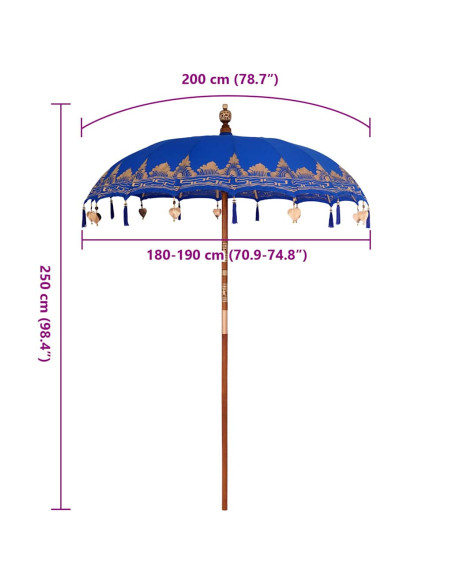 Ombrellone Altro Blu x 250 cm Cotone e legno