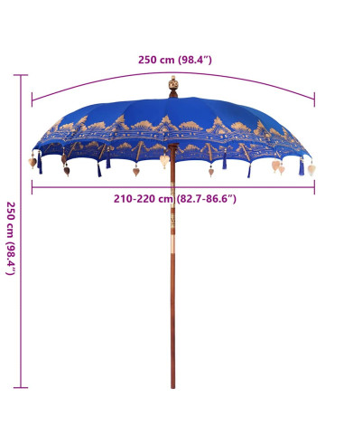 Parasol Balinese Blu 215 x 215 x 260 cm