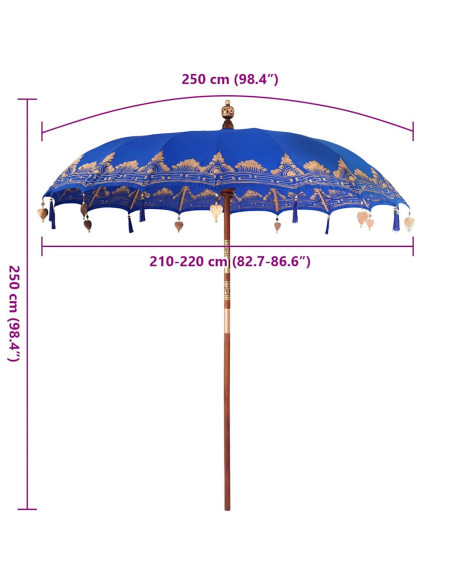 Ombrellone Altro Blu x 250 cm Cotone e legno