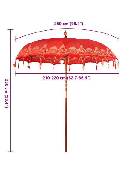 Ombrellone Altro Rosso x 250 cm Cotone e legno