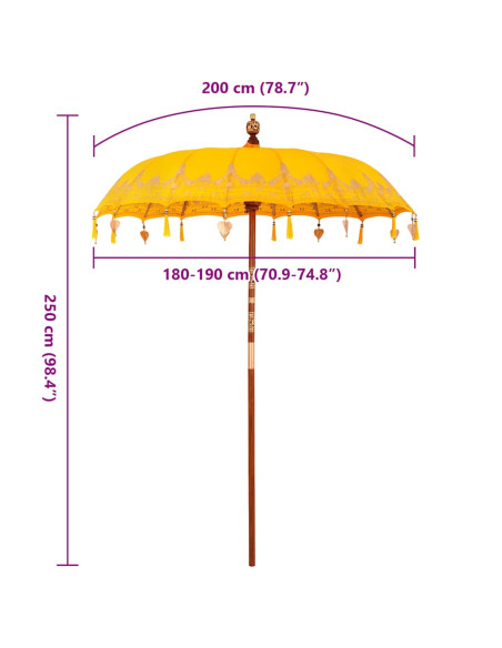 Ombrellone Altro Giallo x 250 cm Cotone e legno
