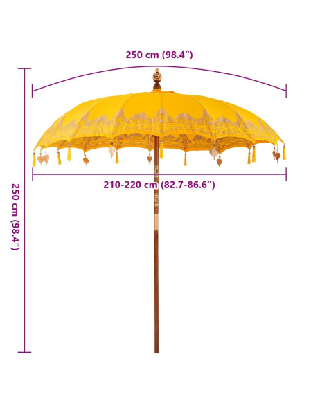 Ombrellone Altro Giallo x 250 cm Cotone e legno