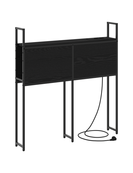 Testiera con Stazione di Carica e Storage Rovere nero 75 cm