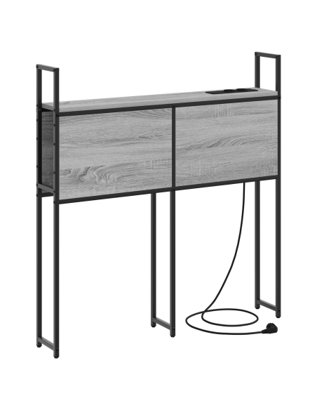 Testiera con Stazione di Carica e Storage Grigio sonoma 75 cm