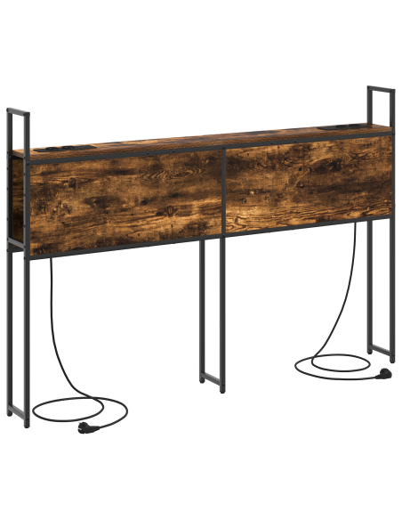 Testiera con Stazione di Carica e Storage Rovere fumo 120 cm