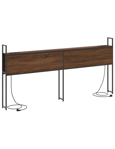 Testiera con Stazione di Carica e Storage Rovere marrone 180 cm