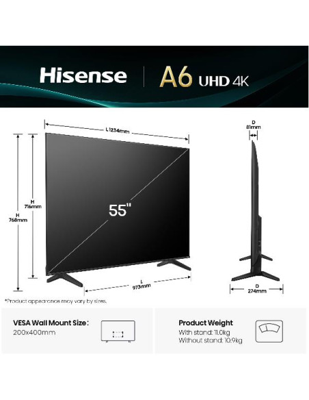 55 A69Q 4K UHD SMART VIDAA U9