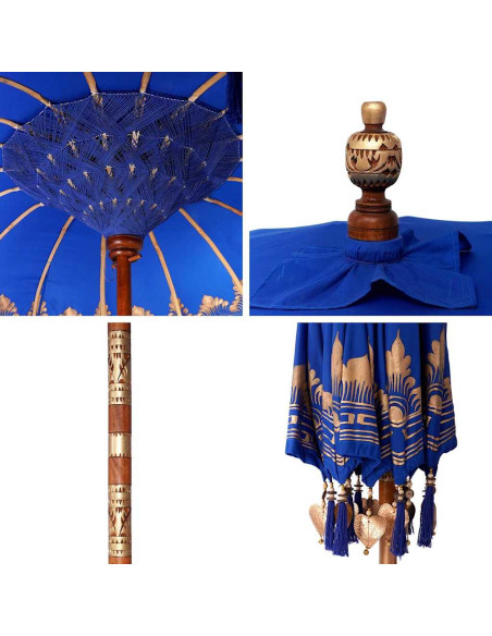 Ombrellone Altro Blu x 250 cm Cotone e legno