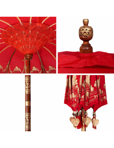 Ombrellone Altro Rosso x 250 cm Cotone e legno