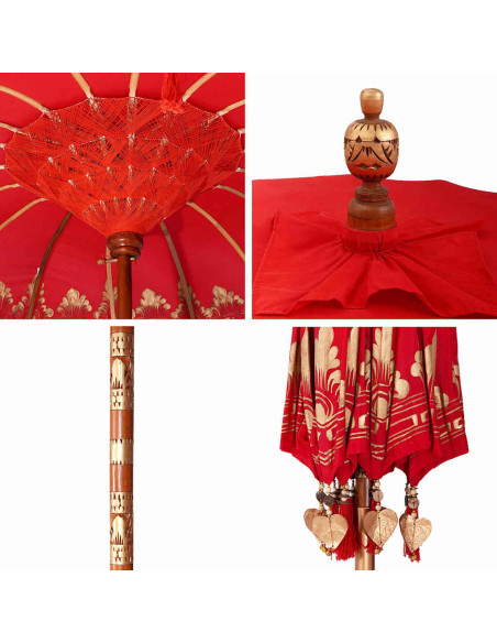 Ombrellone Altro Rosso x 250 cm Cotone e legno