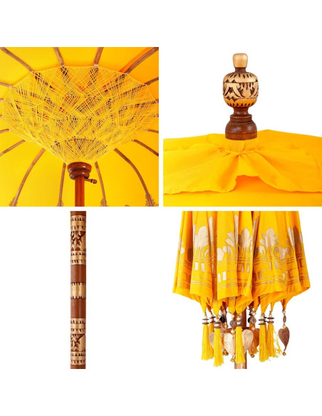 Ombrellone Altro Giallo x 250 cm Cotone e legno