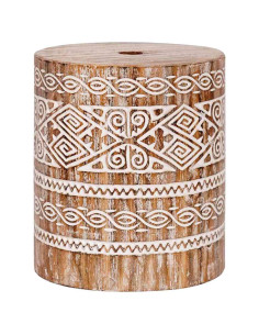 Base per ombrellone Bianco lavato Ø34 x 40 cm Legno Massello 2