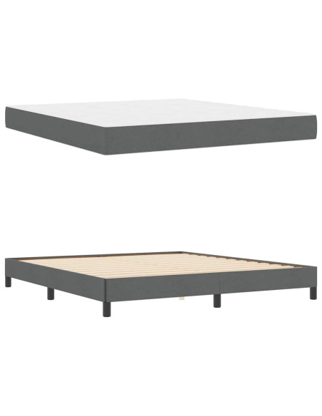 Letto a molle con materasso Grigio scuro 180 x 200 cm Tessuto