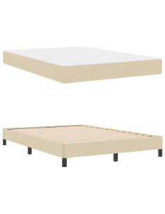 Letto a molle con materasso Crema 160 x 200 cm Tessuto