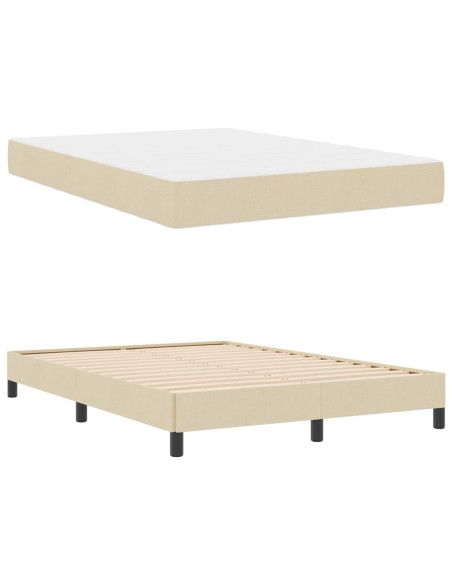 Letto a molle con materasso Crema 160 x 200 cm Tessuto