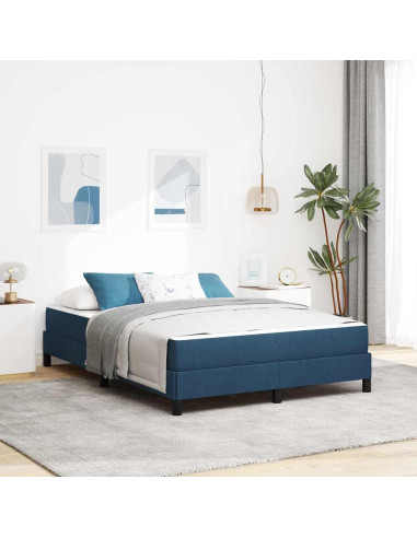 Letto a molle con materasso Blu 160 x 200 cm Tessuto