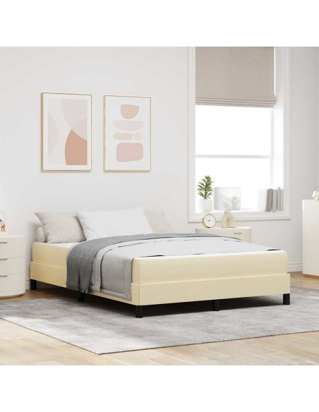 Letto a molle con materasso Crema 160 x 200 cm Tessuto
