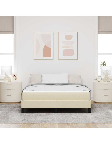 Letto a molle con materasso Crema 160 x 200 cm Tessuto
