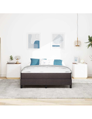 Letto a molle con materasso Marrone Scuro 160 x 200 cm Tessuto