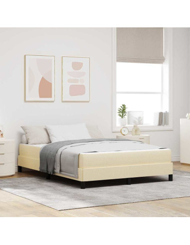 Letto a molle con materasso Crema 140 x 200 cm Tessuto