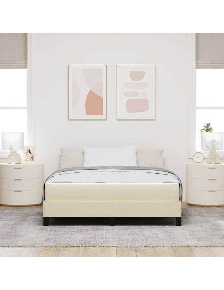 Letto a molle con materasso Crema 140 x 200 cm Tessuto