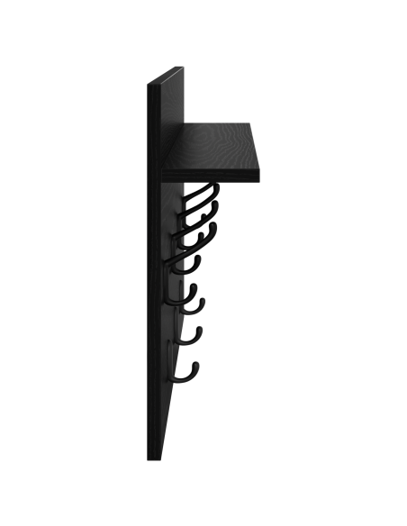 Appendiabiti a muro con lo scaffale Rovere nero 60 x 40 x 12 cm