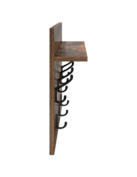 Appendiabiti a muro con lo scaffale Rovere fumo 60 x 40 x 12 cm