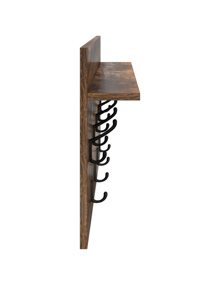 Appendiabiti a muro con lo scaffale Rovere fumo 80 x 40 x 12 cm