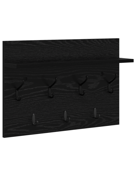 Appendiabiti a muro con lo scaffale Rovere nero 60 x 40 x 12 cm