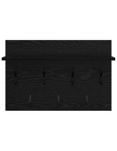 Appendiabiti a muro con lo scaffale Rovere Nero 60 x 40 x 12 cm