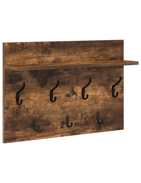 Appendiabiti a muro con lo scaffale Rovere fumo 60 x 40 x 12 cm