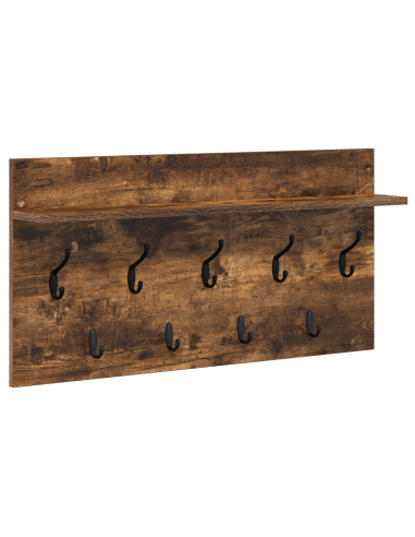 Appendiabiti a muro con lo scaffale Rovere fumé 80 x 40 x 12 cm