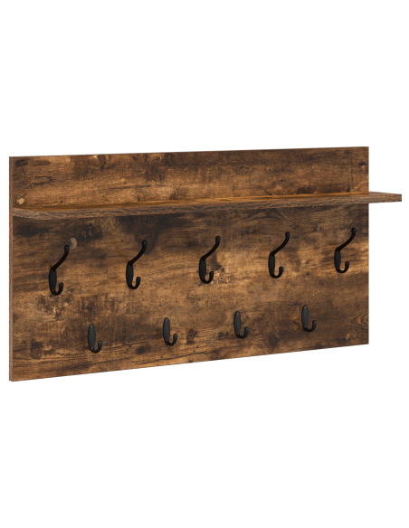 Appendiabiti a muro con lo scaffale Rovere fumo 80 x 40 x 12 cm