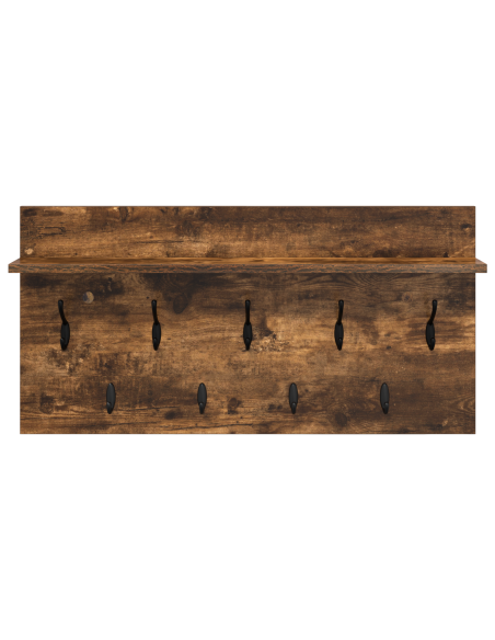 Appendiabiti a muro con lo scaffale Rovere fumo 80 x 40 x 12 cm