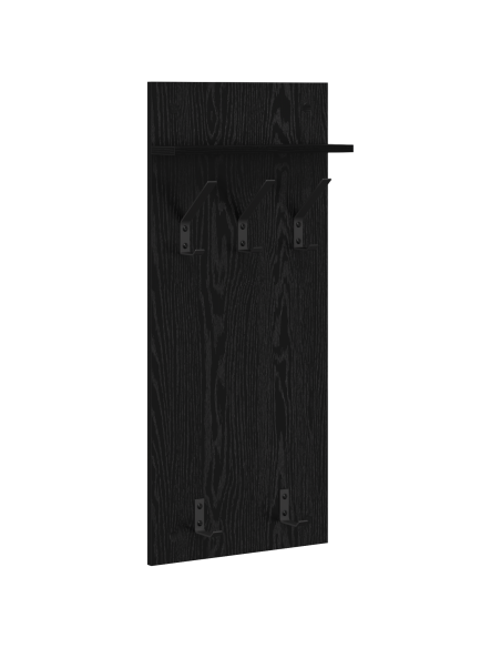 Appendiabiti a muro con lo scaffale Rovere Nero 40 x 10 x 90 cm