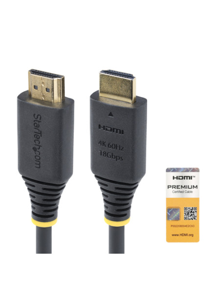 StarTech.com Cavo HDMI ad alta velocità certificato Premium da 50cm, 4K 60Hz/1440p 144Hz, HDR10/HDCP 2.2/ARC, 18Gbps, cavo UHD 